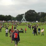 picture of a large inflatable sculpture of Mat Fraser in a park in Oxford