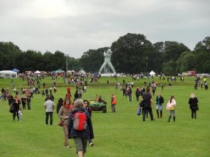 picture of a large inflatable sculpture of Mat Fraser in a park in Oxford