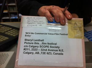 a box, sealed up and addressed to The Picture This Film Festival in Canada