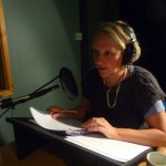 Sarah Pickthall in the soundbooth at Wounded Cow