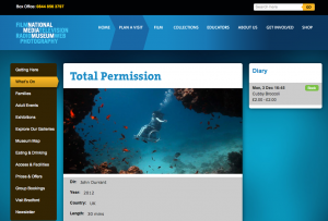 Screen grab from the National Media Museum website of the Total Permission page.