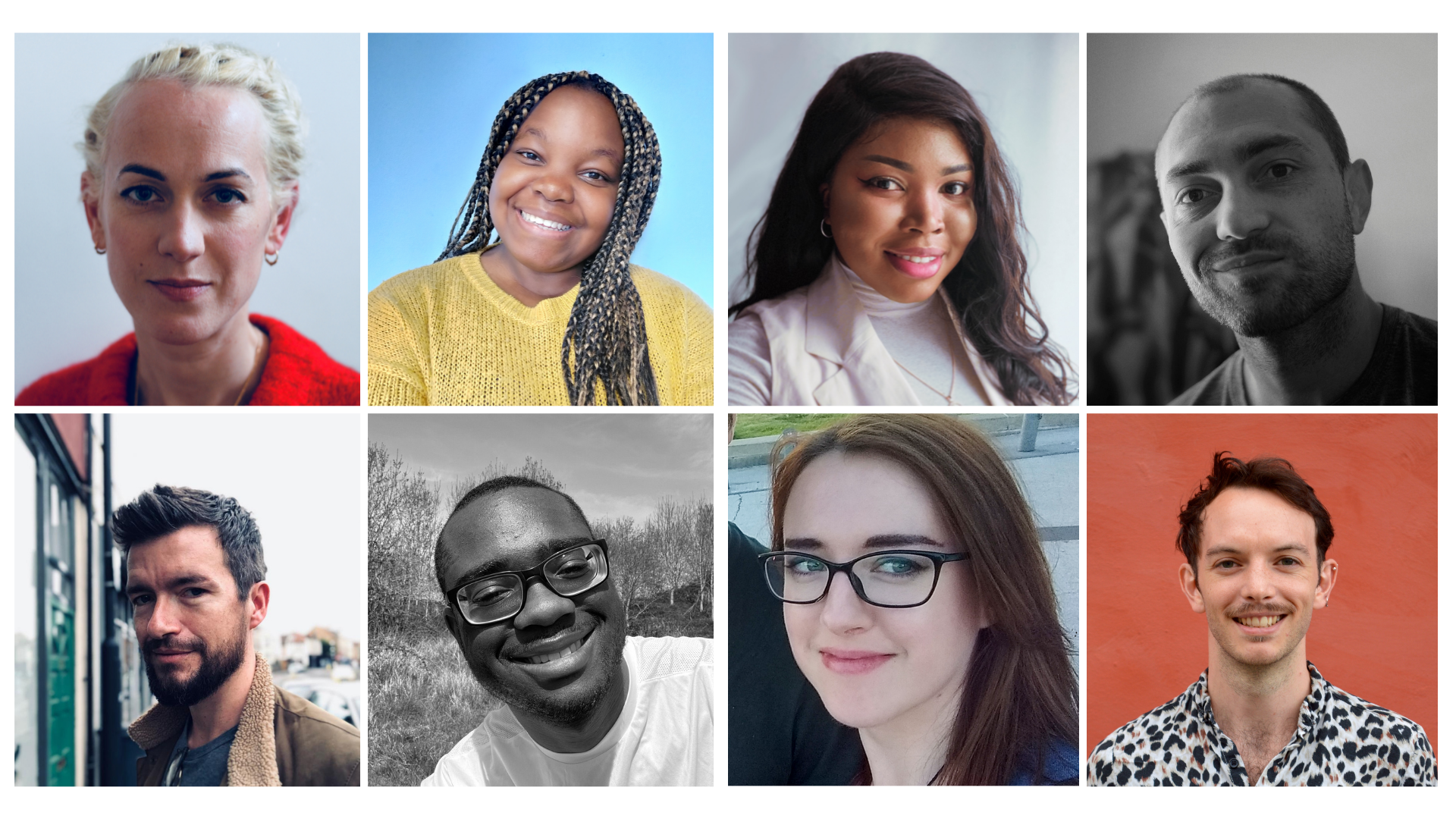 Grid of 8 headshots of the smiling participants