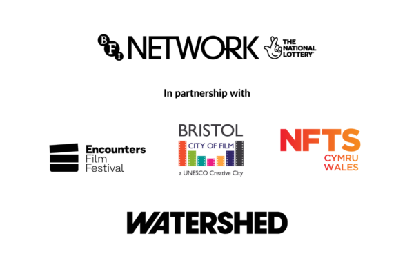 Graphic logos of relevant partners arranged: BFI NETWORK South West, Encounters Film Festival, Bristol City Of Film, Nuts Cymru Wales, and Watershed