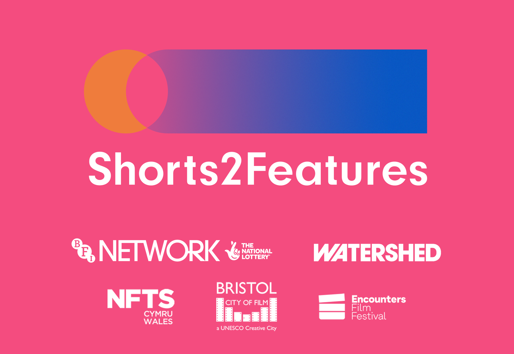 GRAPHIC OF LOGO. a small orange circle fades out into a blue rectangle, representing the movement from short, to long