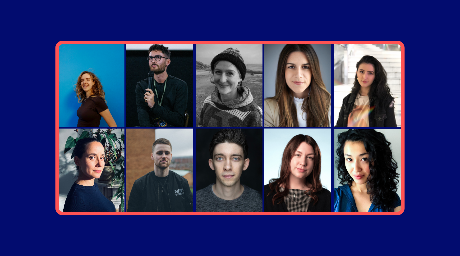 a graphic image of the shorts2features cohort. 5 directors and 5 producers headshots are compiled in a grid, with a navy blue background.