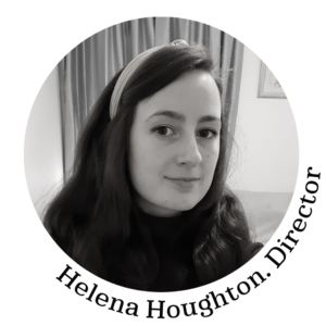 A black and white head shot of Helena houghton