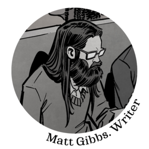 a black and white illustration of matt Gibbs