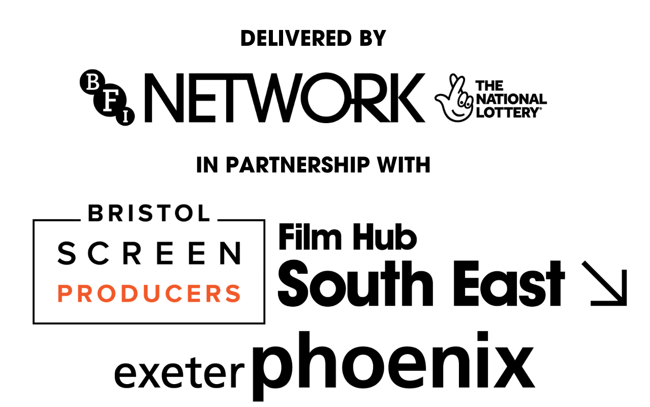 BFI NETWORK, National Lottery, Film Hub South East, Exeter Phoenix and Bristol Screen Producers logos