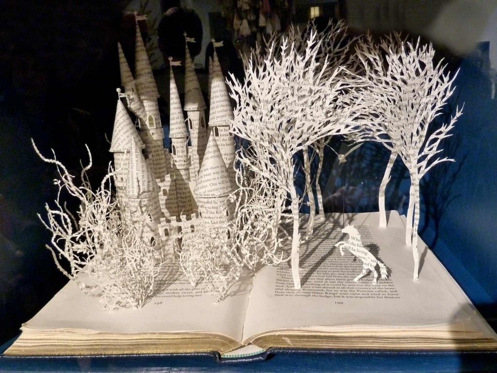 Adorable-fairytale-castle-and-forest-sculpture-by-Su-Blackwell-in-stories-from-the-Enchanted-Forest-at-Anthropologie-for-sale-at-£5500