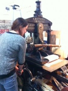 J takes her first print using the Victorian Albion Press