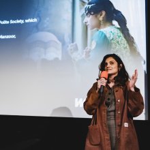 Photo of Nida Manzoor as a guest for a Q&A screening.