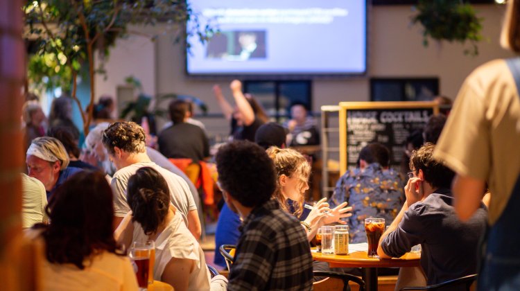 Photo of a busy Café & Bar.